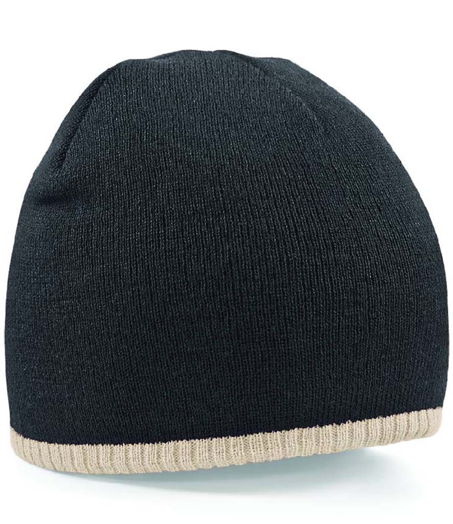 Product Image BB44C Beechfield Two Tone Pull-on Beanie in Black and Stone