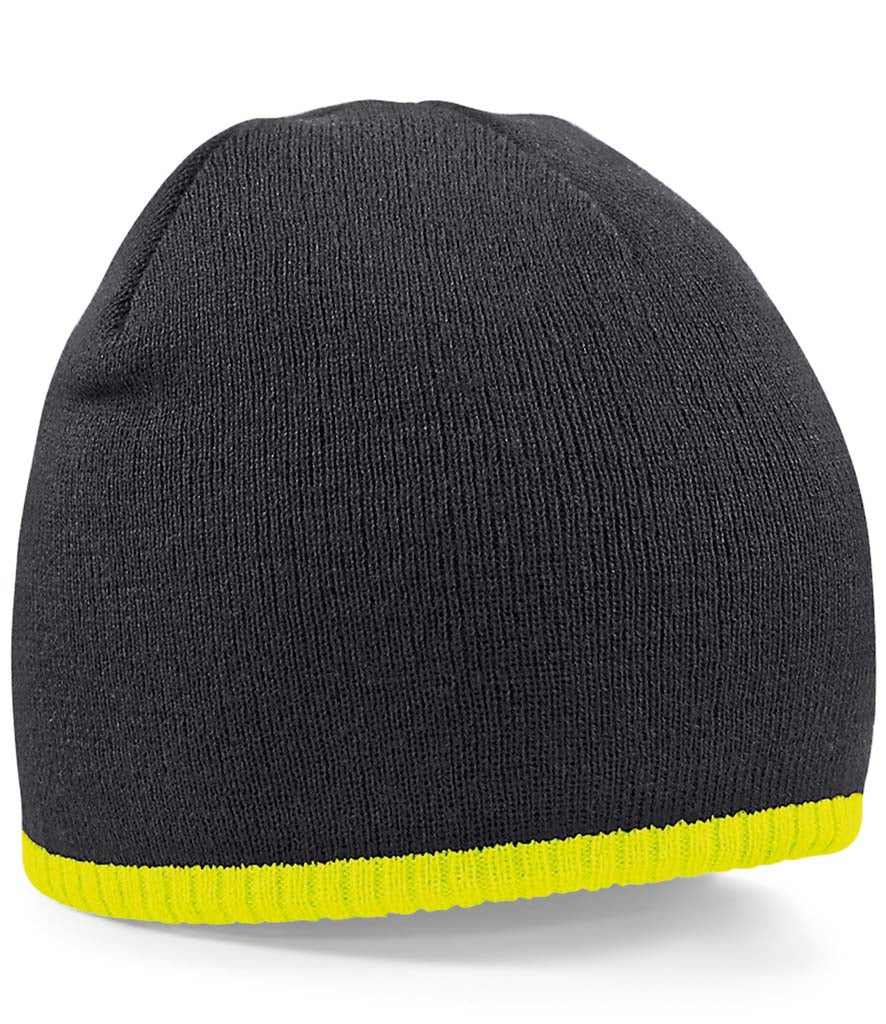 Product Image BB44C Beechfield Two Tone Pull-on Beanie in Black and Fluorescent Yellow