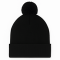 Black beanie with pom-pom on a white background