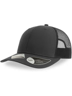 Product image of Atlantis Bryce Recycled Trucker 6 Panel Cap in black/dark grey on a white background
