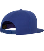 product image of flexfit classic snapback baseball cap in the colour royal viewed from the back photographed on a white background