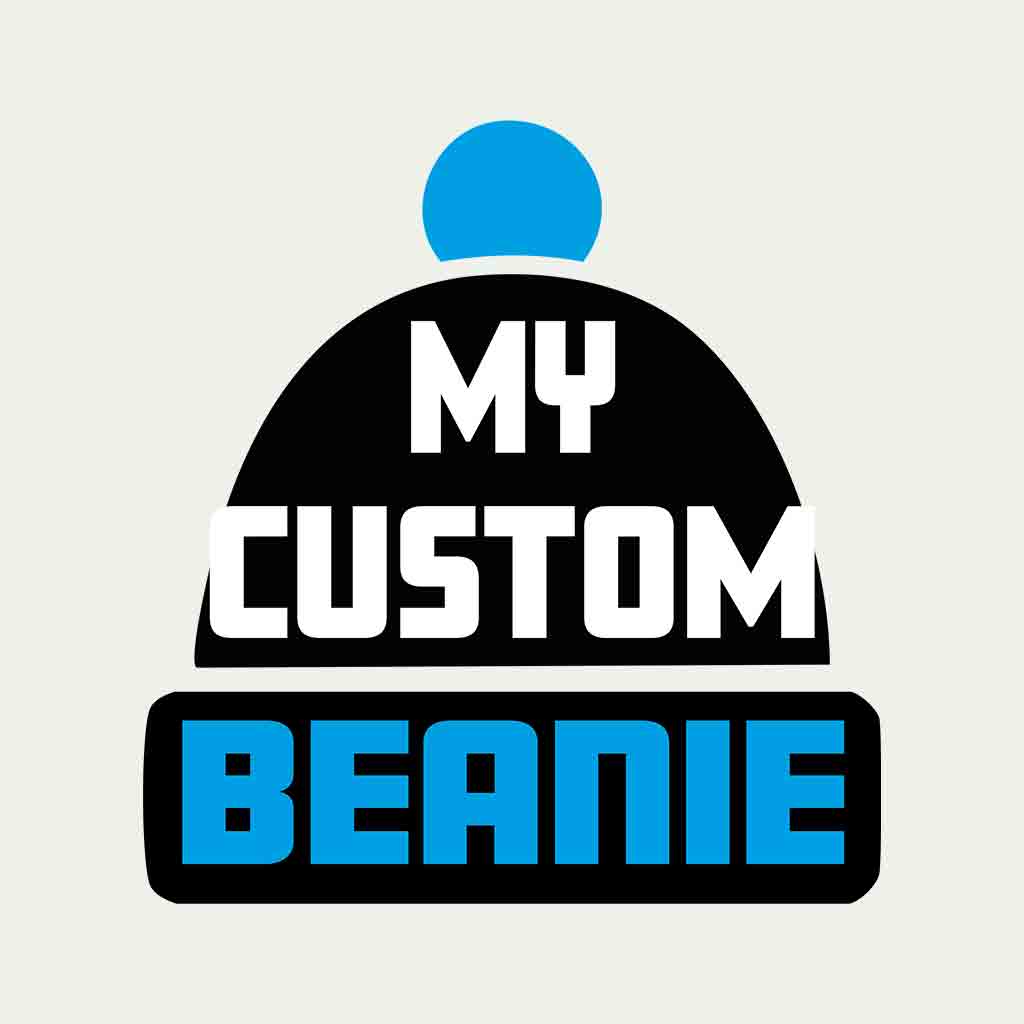 My custom beanie logo on a light grey background