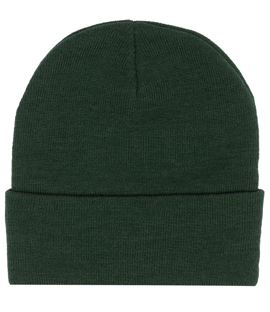 product image of pro rtx beanie in colour bottle green photographed on a white background