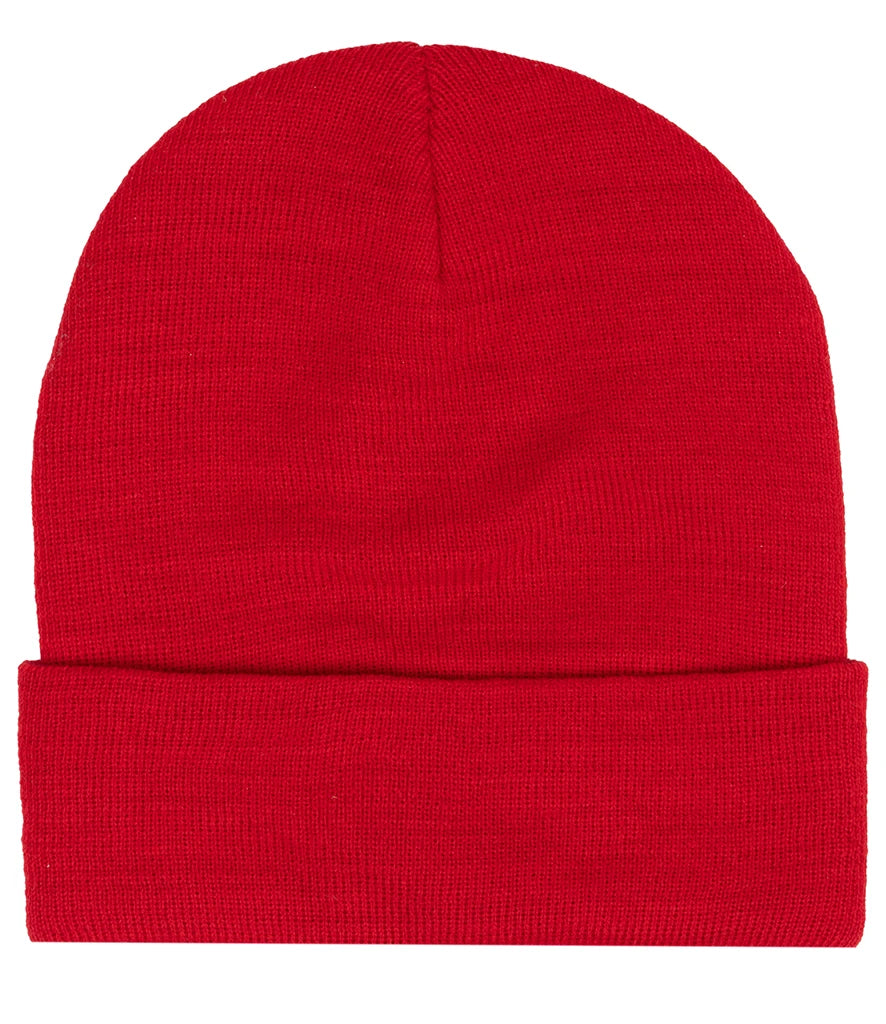 product image of pro rtx beanie in colour red photographed on a white background