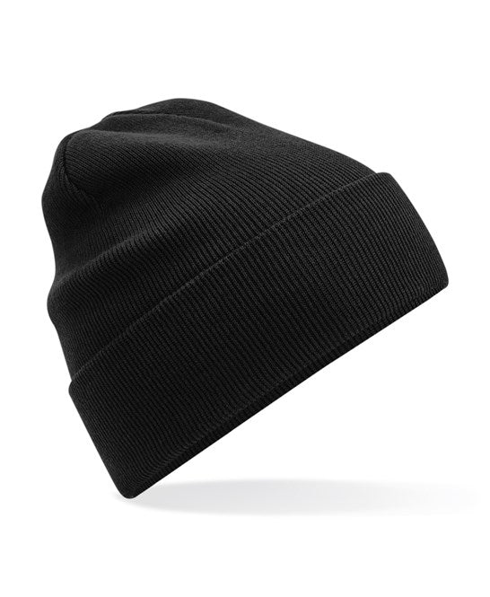 product image of Beechfield Organic Cotton Original Cuffed Beanie in colour black shot on a white background
