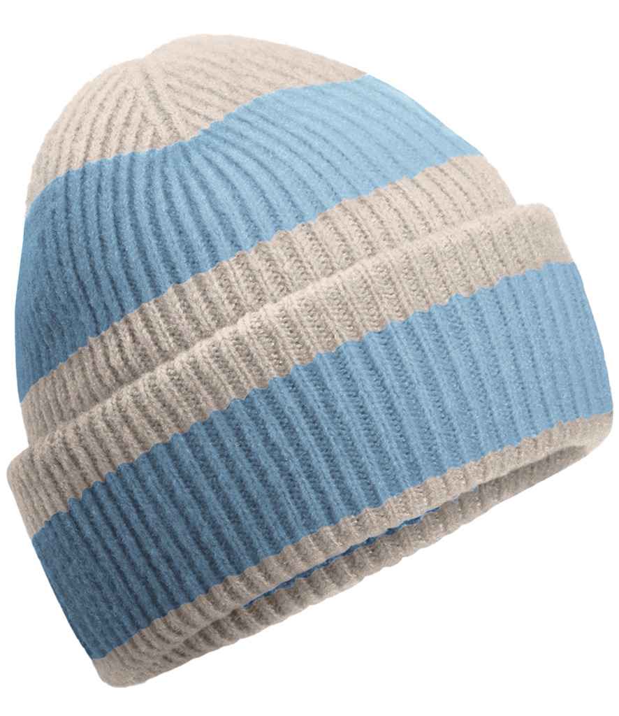 Product Image Beechfield Colour Block Beanie Natural Stone And Dusty Blue