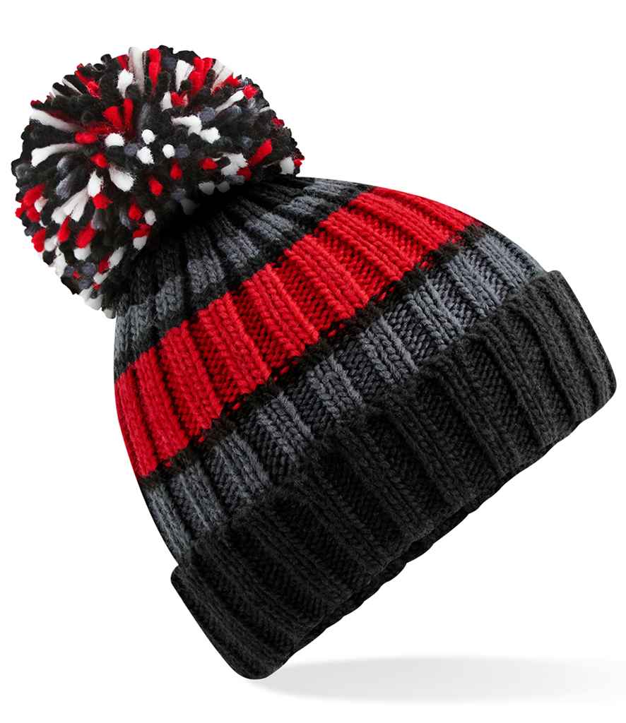 Product Image Beechfield Hygge Striped Beanie Black Cherry