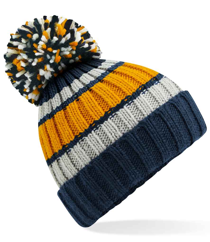 Product Image Beechfield Hygge Striped Beanie Dijon Blue