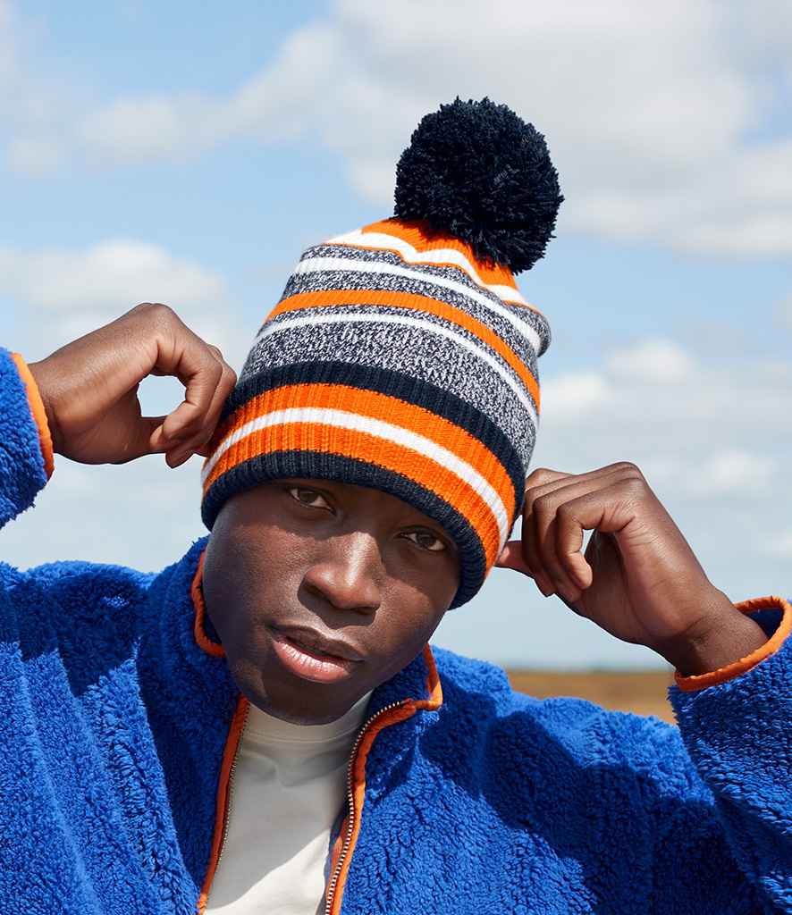 Model Image Beechfield Multi-Sport Fan Beanie French Navy Orange And White