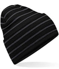 Product Image Beechfield Original Deep Cuffed Striped Beanie Black And Graphite Grey