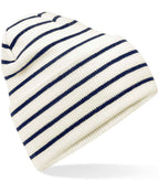 Product Image Beechfield Original Deep Cuffed Striped Beanie Soft White And French Navy