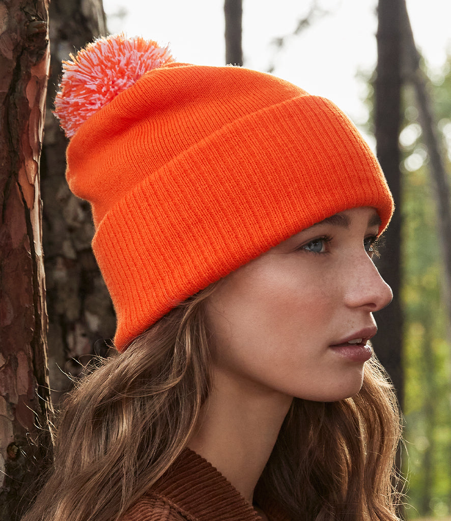 Model Image Beechfield Snowstar® Beanie Model Image Orange And White