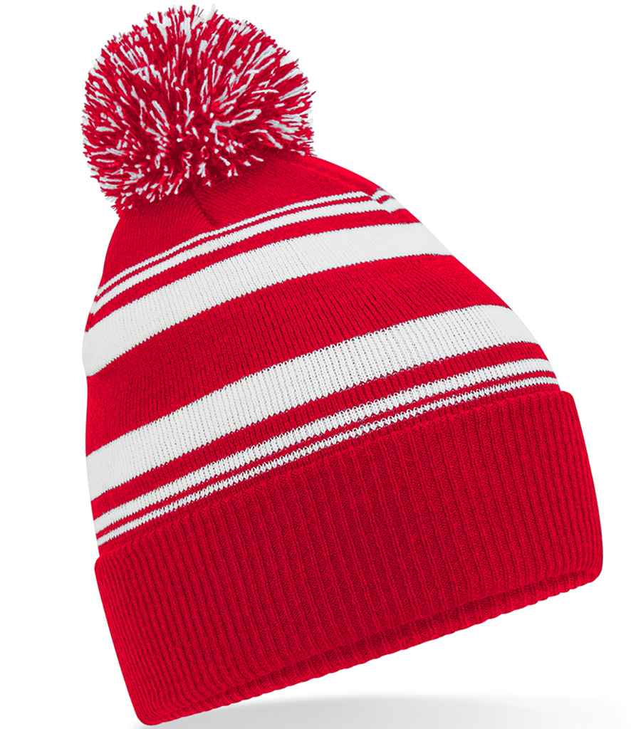 Product Image Beechfield Striped Fan Beanie Classic Red And White