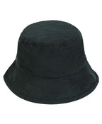 Black stanley stella bucket hat with metal eyelets on a white background