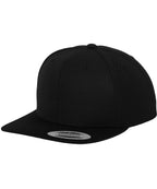 product image of flexfit classic snapback baseball cap in the colour black photographed on a white background