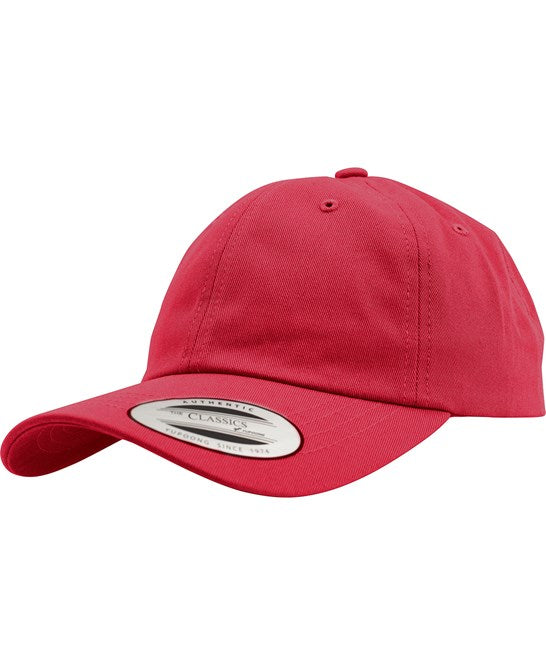 product image of Flexfit Low Profile Cotton Twill Cap in colour cranberry pictured on a white background
