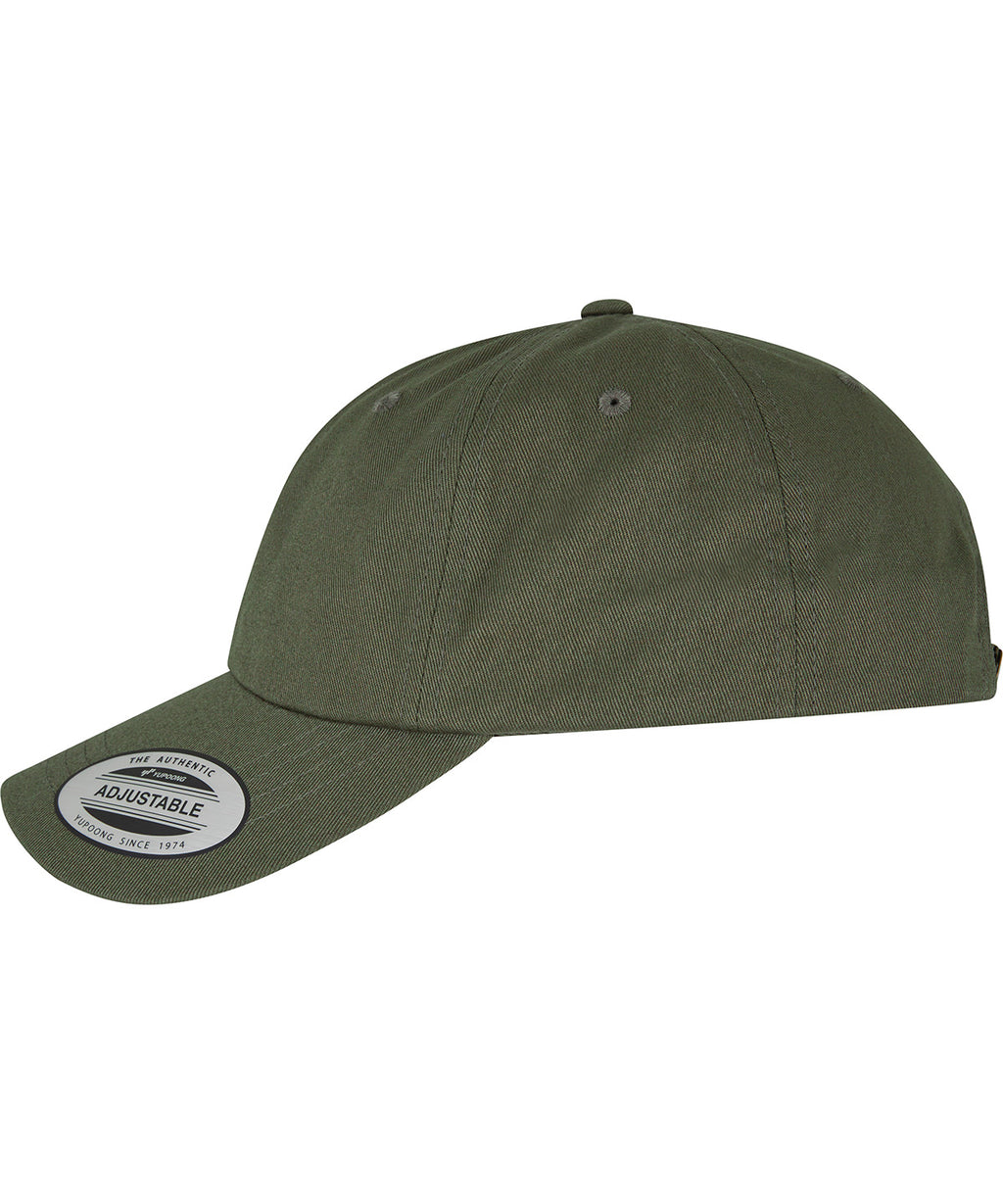 product image of Flexfit Low Profile Cotton Twill Cap in colour burnt olive pictured from the side on a white background
