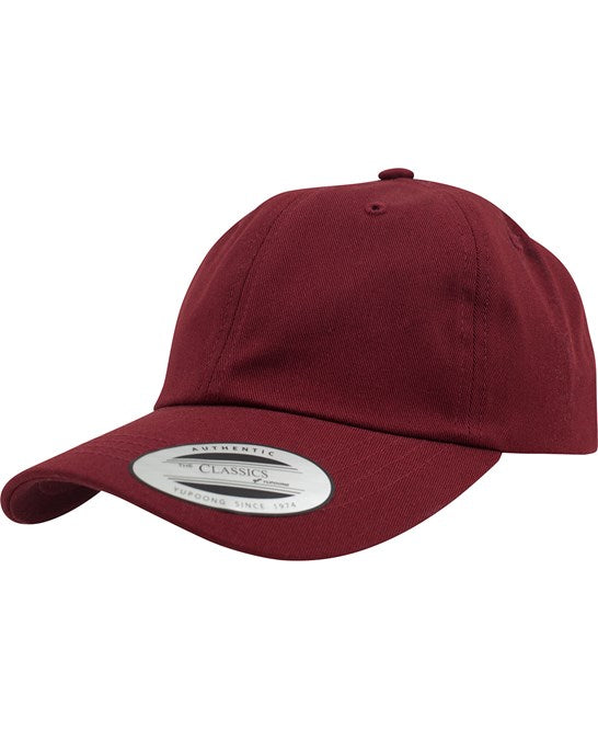 product image of Flexfit Low Profile Cotton Twill Cap in colour maroon pictured on a white background
