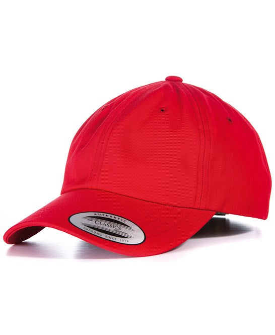 product image of Flexfit Low Profile Cotton Twill Cap in colour red pictured on a white background
