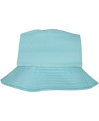 Air blue flexfit cotton twill bucket hat on a white background