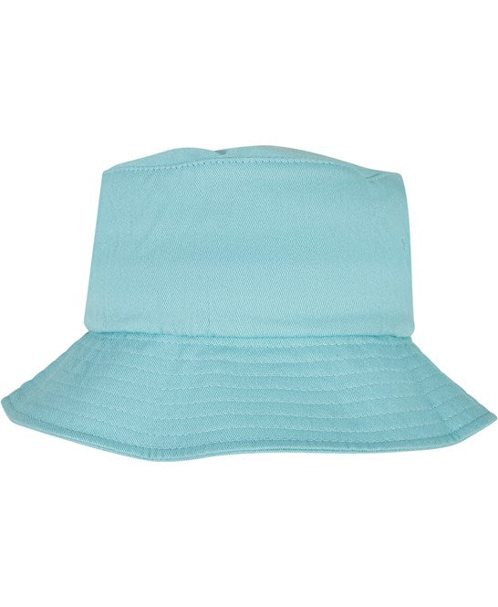 Air blue flexfit cotton twill bucket hat on a white background