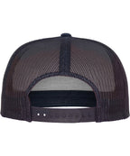 product image of flexfit classic trucker cap in the colour navy viewed from the back photographed on a white background