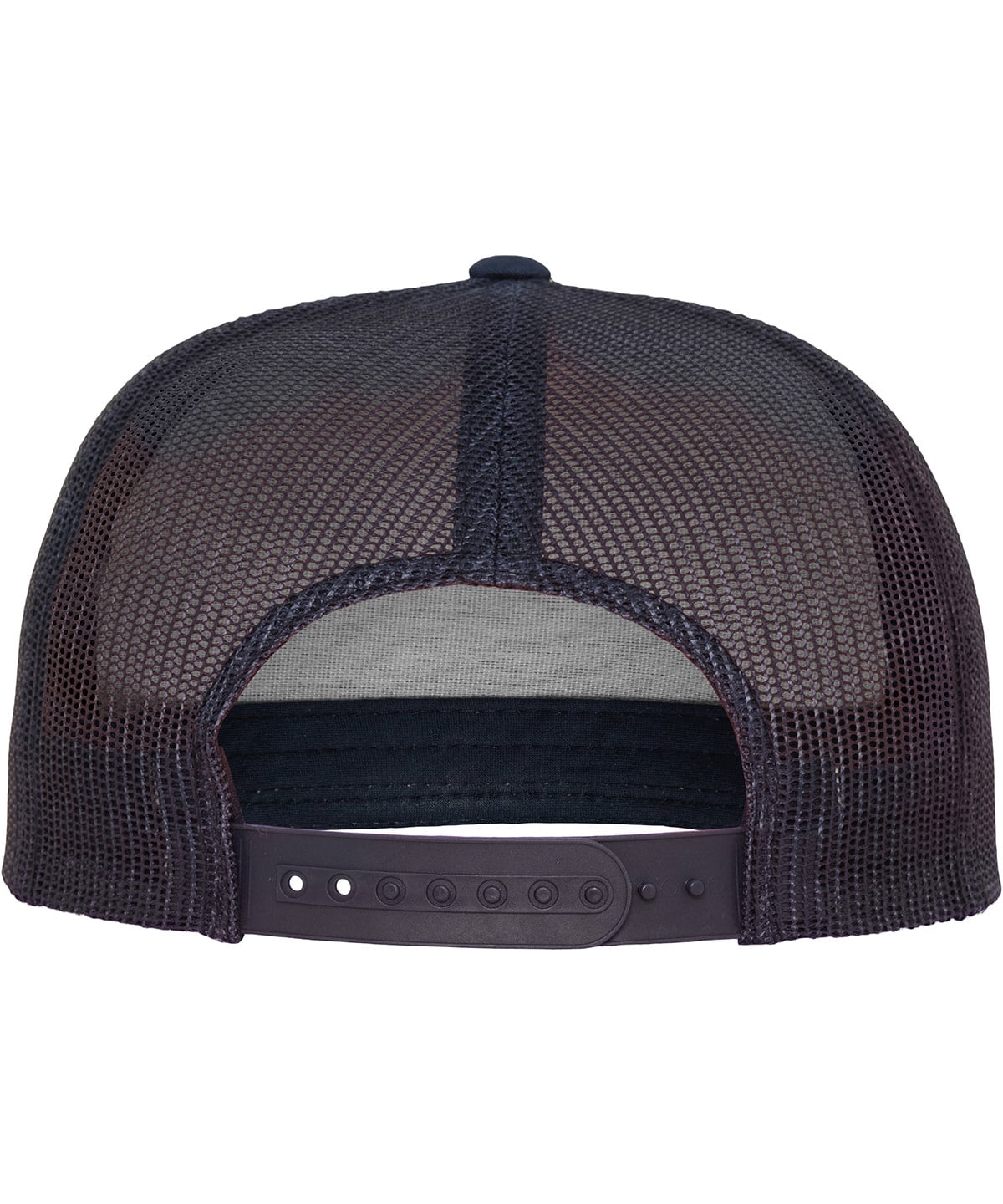 product image of flexfit classic trucker cap in the colour navy viewed from the back photographed on a white background